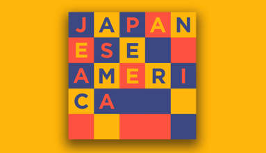 japanese america checkered logo on yellow